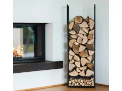 Outlet Westmann Stahl Kaminholzregal Porthos Schwarz 40x20x120 cm