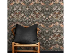 William Morris at Home Vliestapete Strawberry Thief 10 m x 52 cm Grau FSC®