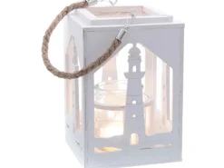 Windlicht Prisme mit Glas 22 cm x 16 cm x 16 cm Weiß