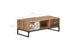 Clearance WOMO-DESIGN TV Lowboard Taipei 2 Schubladen 110x50 cm Handgefertigt Massivholz