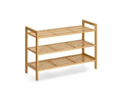 Best Zeller Schuhregal mit 3 Ablagen Bambus 70 cm x 26 cm x 50 cm