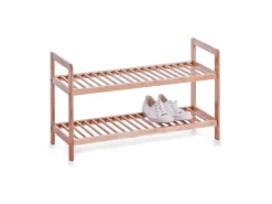 Zeller Schuhregal mit 2 Ablagen Bambus 70 cm x 26 cm x 40 cm