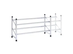 Discount Zeller Schuhregal mit 2 Ablagen Metall 36 cm x 23 cm x 6,4 cm Verchromt Glänzend