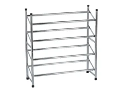 Discount Zeller Schuhregal mit 2 Ablagen Metall 36 cm x 23 cm x 6,4 cm Verchromt Glänzend