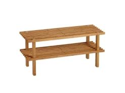 Zeller Schuhregal mit 2 Ablagen Bambus 70 cm x 26 cm x 30 cm
