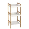 Zeller Standregal mit 3 Ablagen Bambus/MDF 80 cm x 36 cm x 33 cm Weiß
