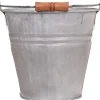 New Zink-Eimer mit Henkel und Holzgriff 3,2 Liter Silber